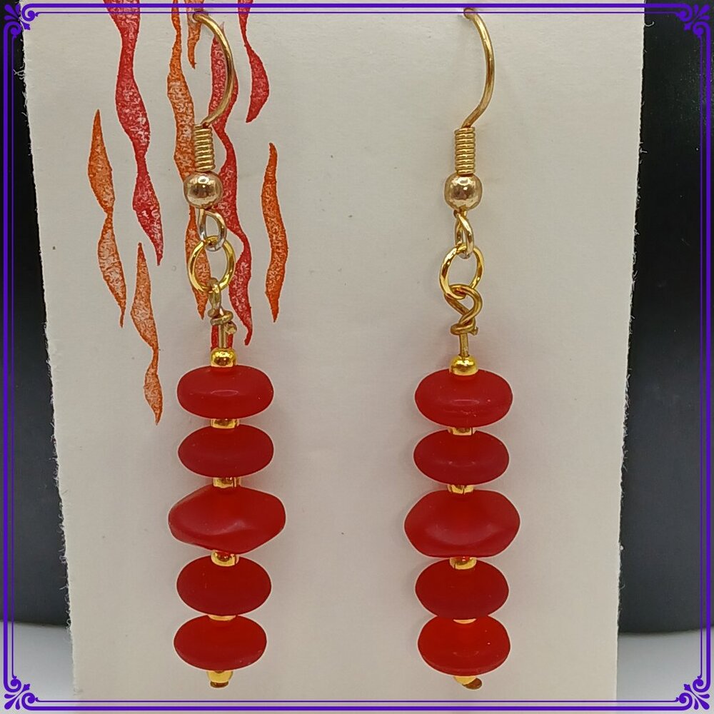 Three Pairs of Glass Rondelle Beaded Earrings, Long Beaded Earrings, Colorful